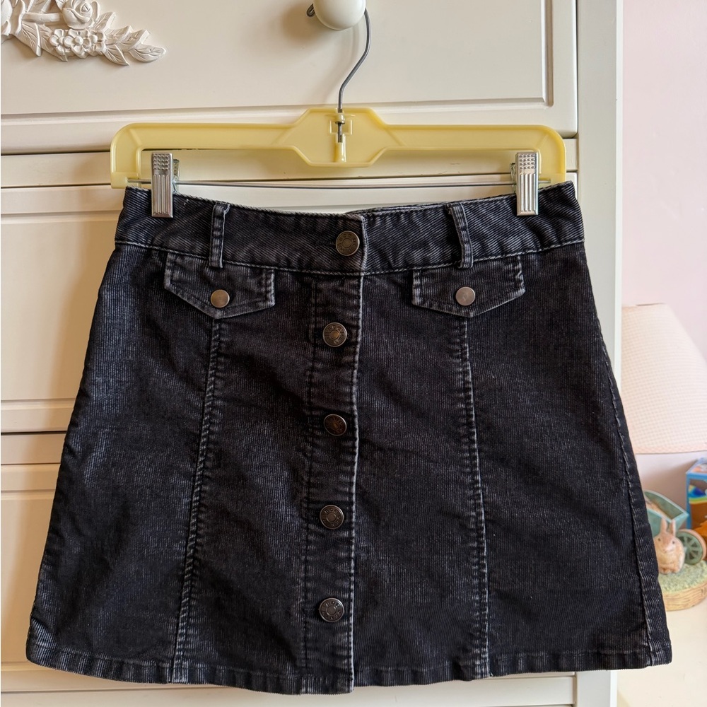 BDG Charcoal Button-Up Mini Skirt